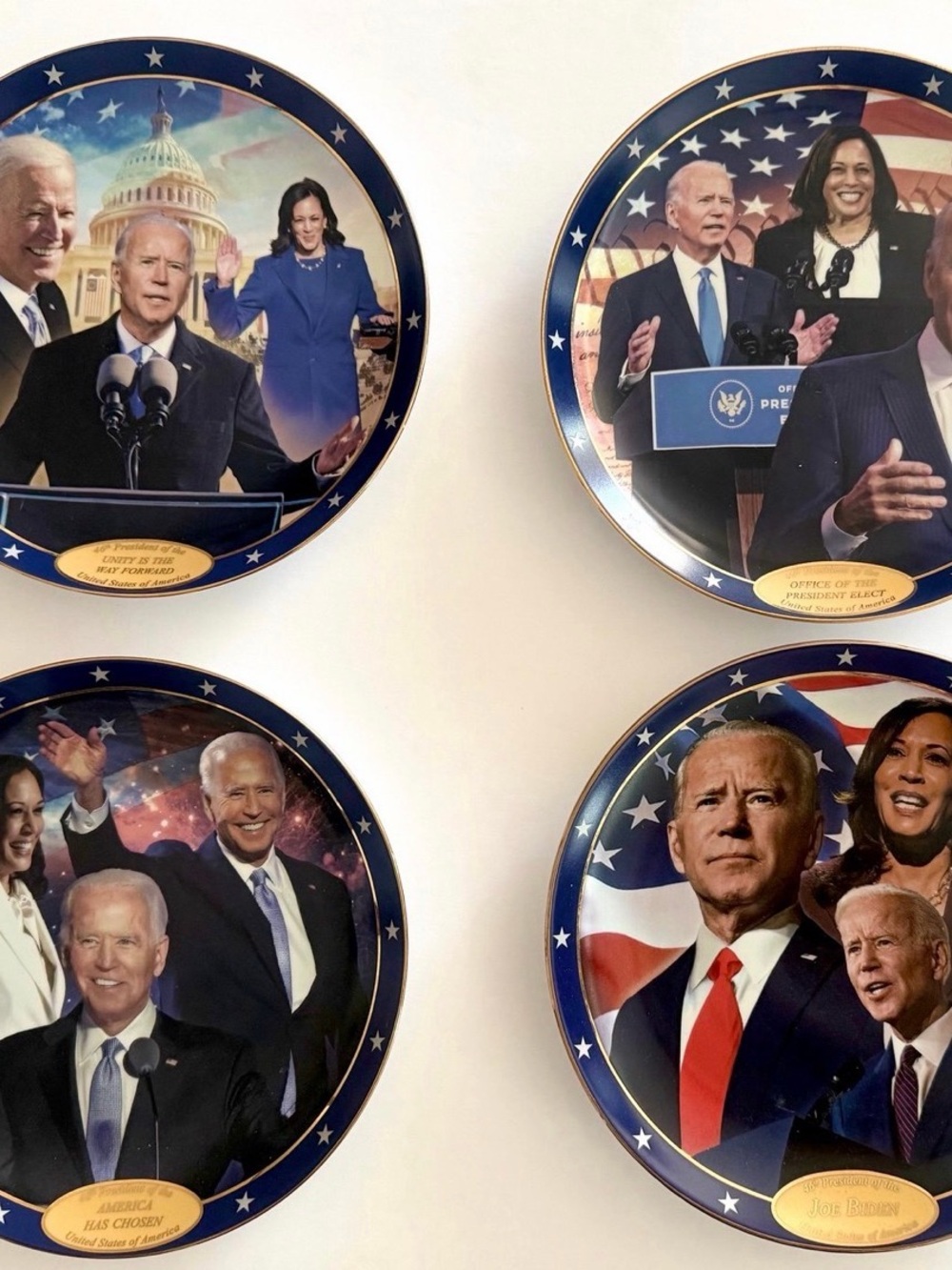 Lot Of 4 Biden / Harris Bradford Exchange Commemorative LE Collectible Plates